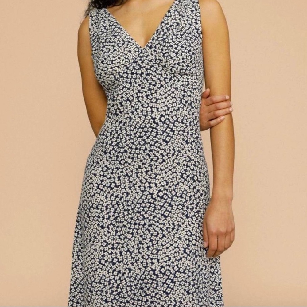 Rouje Womens Navy Blue Silvia V-Neck Sleeveless Parisian Preppy Boho Sundress 34